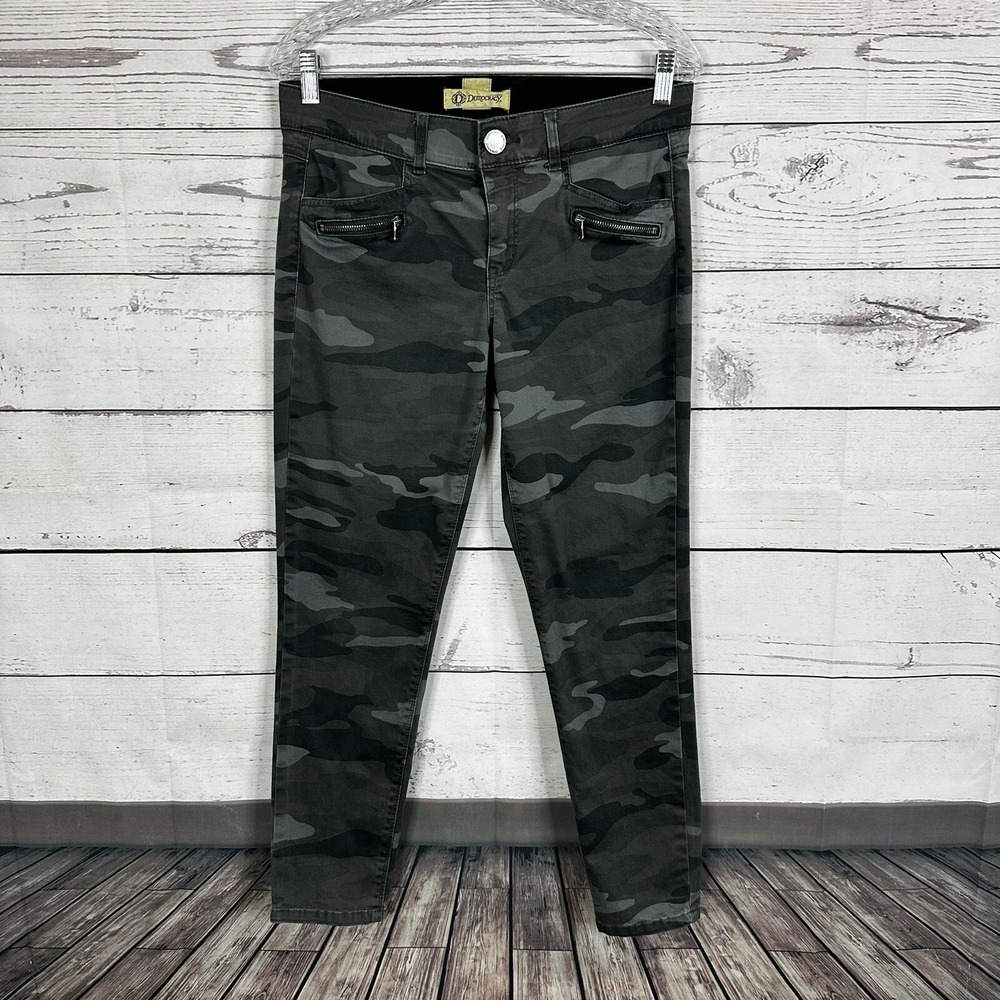 Democracy AB solution Womens Pants 8 Black Gray Camo Skinny Midrise
